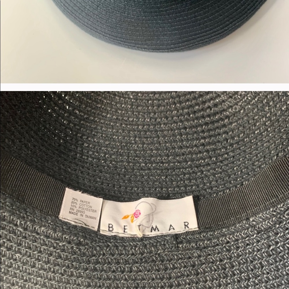 BETMAR BUCKET STRAW BRIM HAT BLACK ONE SIZE